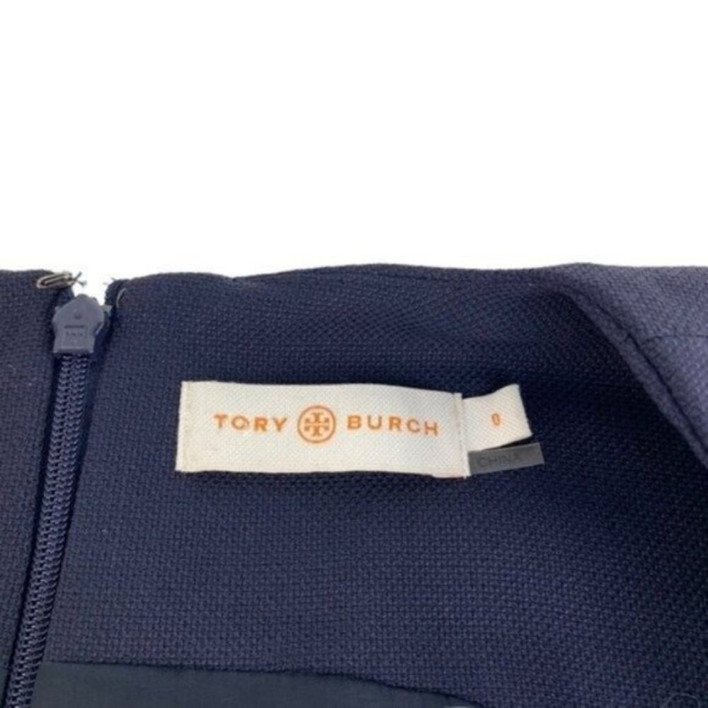 Tory Burch Navy Blue Pleated Suiting Dress - Picture 4 of 6